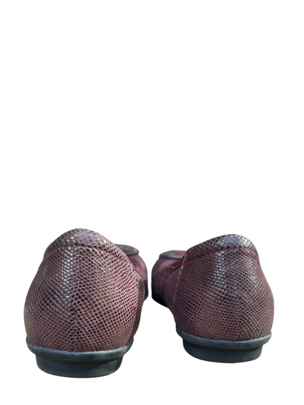 Clarks Gracelin Lola Burgundy Snakeskin Ballet Flats Comfort Slip On Shoes Women